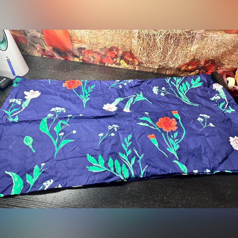 Kate Spade large floral print navy blue King Pillow Case